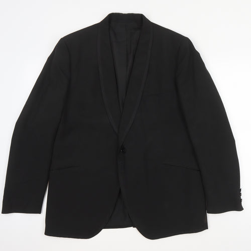 Blue Quill Mens Black  Wool Jacket Suit Jacket Size L