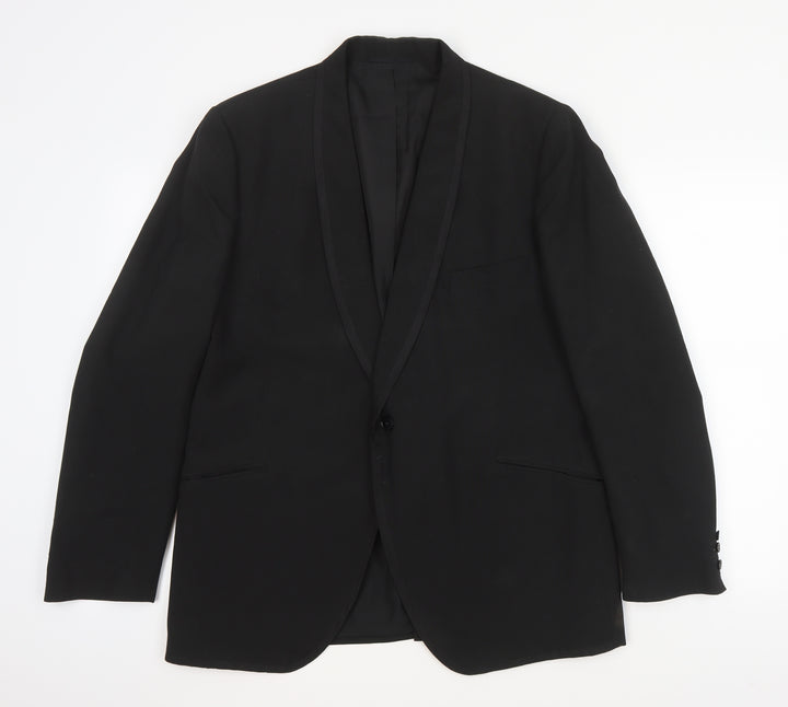 Blue Quill Mens Black  Wool Jacket Suit Jacket Size L