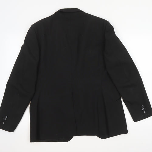 Blue Quill Mens Black  Wool Jacket Suit Jacket Size L