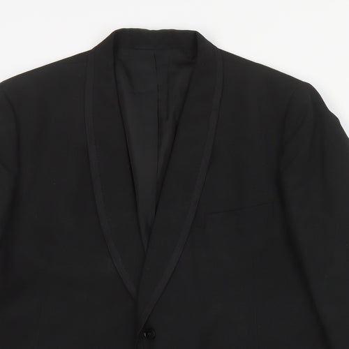 Blue Quill Mens Black  Wool Jacket Suit Jacket Size L