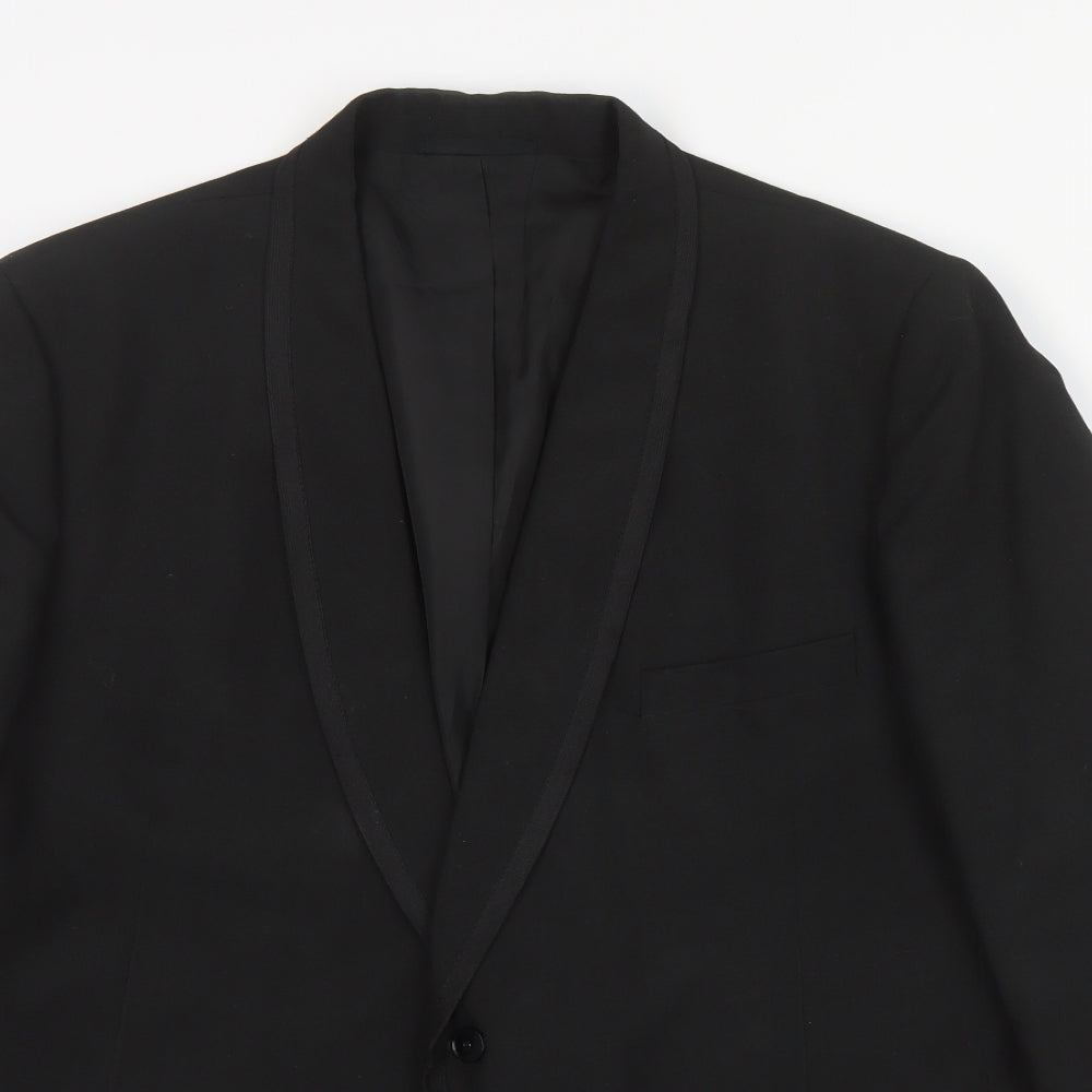 Blue Quill Mens Black  Wool Jacket Suit Jacket Size L
