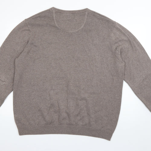 Maine New England Mens Beige V-Neck  Cotton Pullover Jumper Size XL