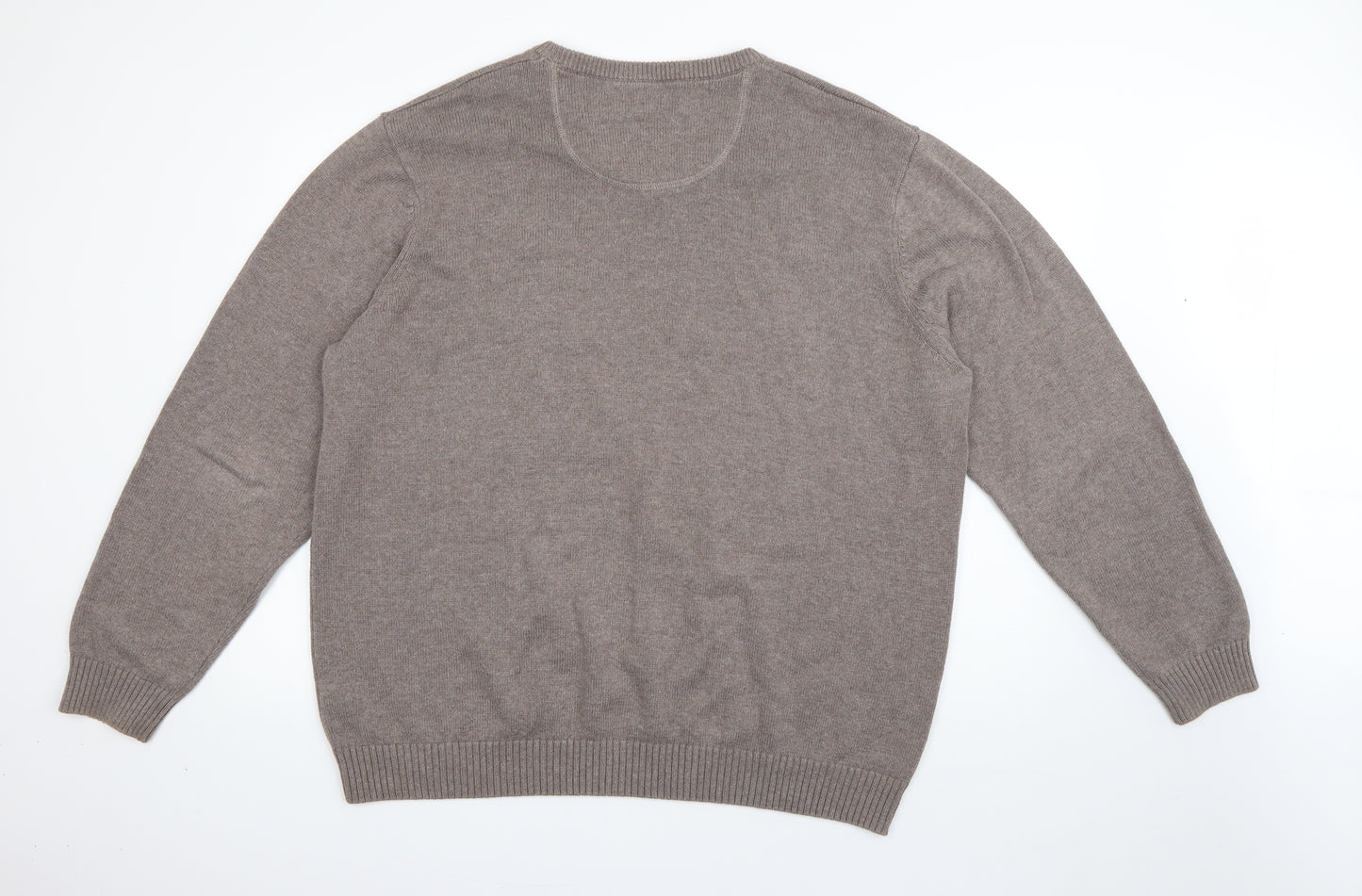 Maine New England Mens Beige V-Neck  Cotton Pullover Jumper Size XL