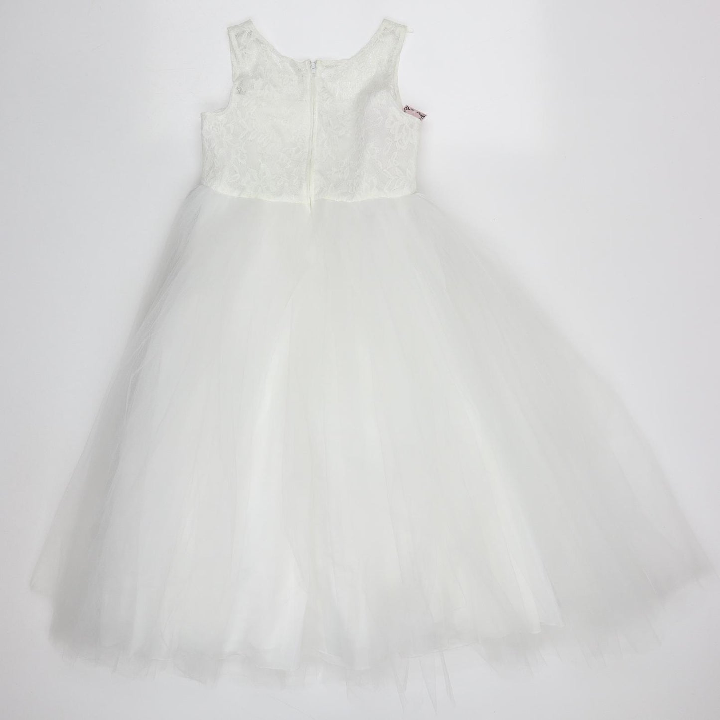 EKids Bridal Girls White  Polyester Ball Gown  Size 10 Years  Round Neck Zip