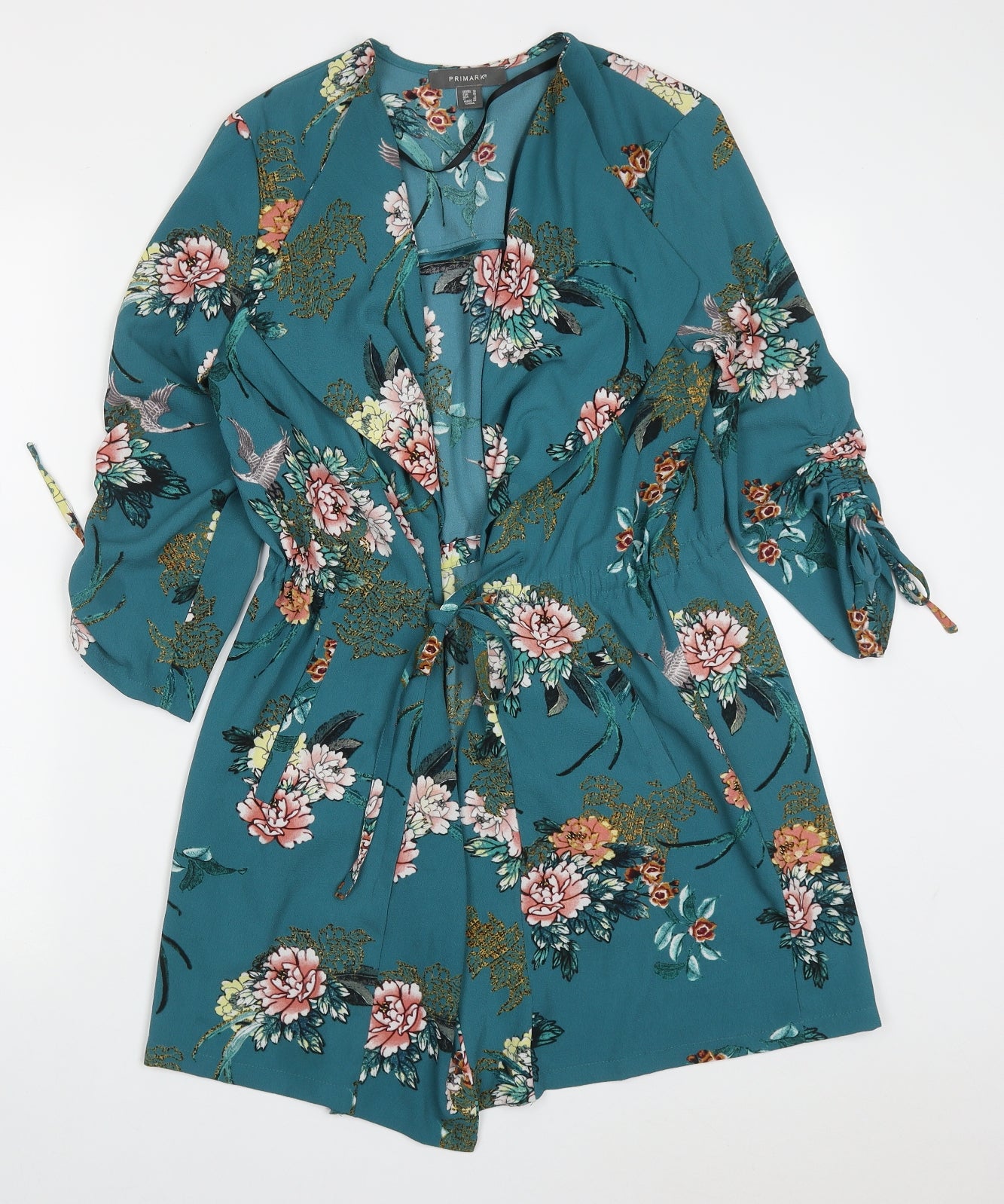 Primark Womens Blue Floral  Jacket  Size 10  Tie