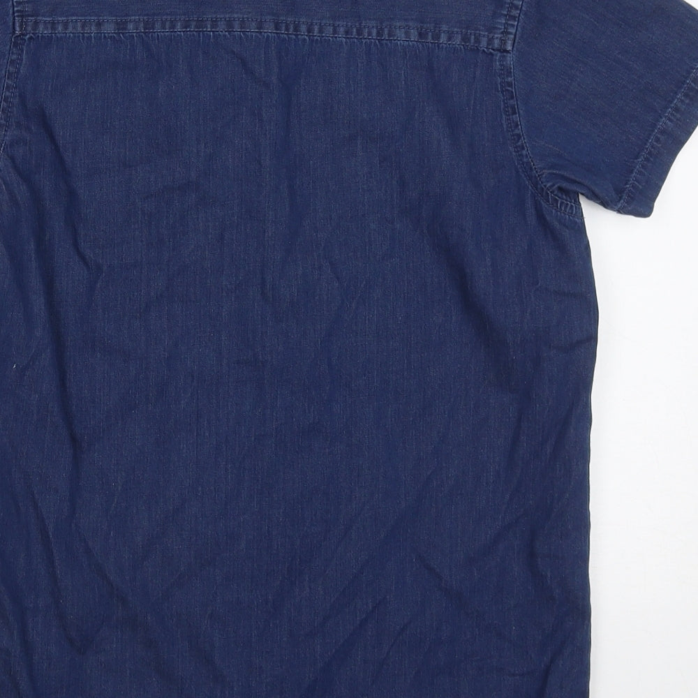 Primark Boys Blue  Cotton Basic Button-Up Size 11-12 Years Round Neck Button