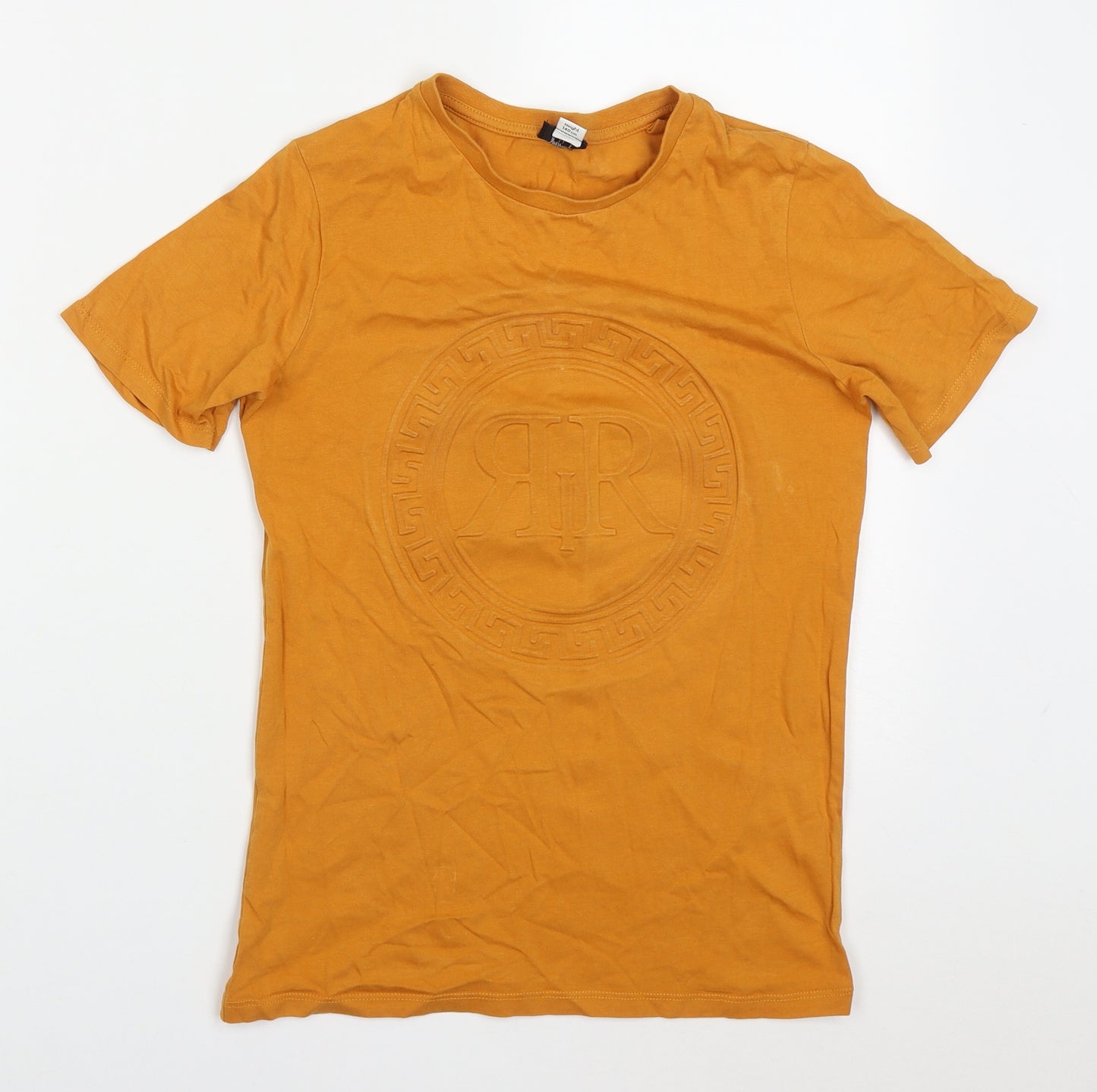 River Island Boys Orange  Cotton Basic T-Shirt Size 9-10 Years Crew Neck Pullover