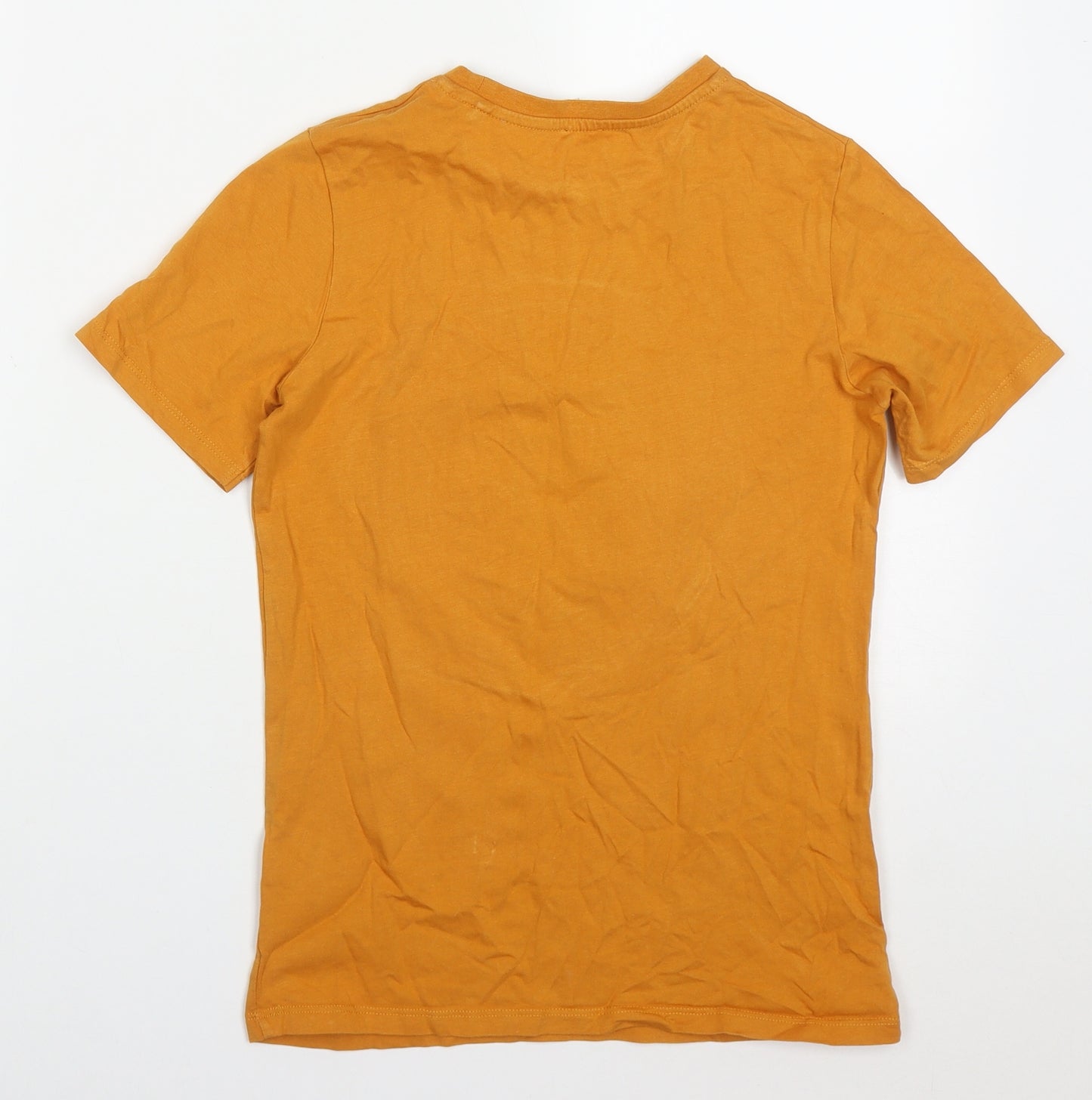 River Island Boys Orange  Cotton Basic T-Shirt Size 9-10 Years Crew Neck Pullover