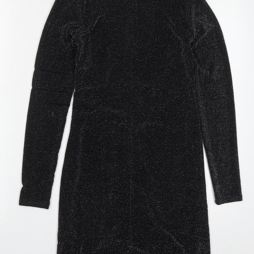 Pull & Bear Womens Black  Nylon Mini  Size S  V-Neck Pullover