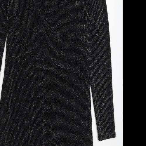 Pull & Bear Womens Black  Nylon Mini  Size S  V-Neck Pullover