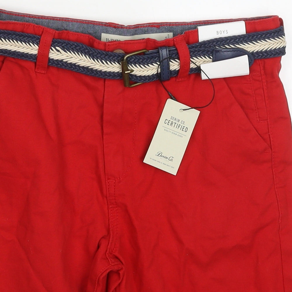 Denim Co Boys Red  Cotton Bermuda Shorts Size 11-12 Years  Regular