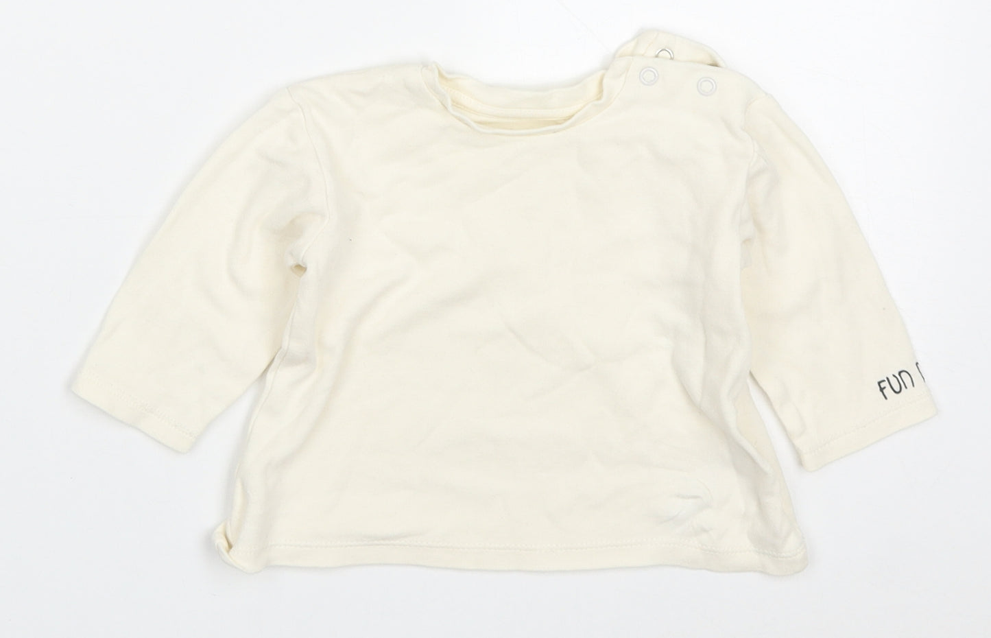 George Baby Beige  Cotton Basic T-Shirt Size 3-6 Months Round Neck Pullover - Fun Days