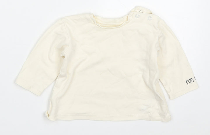George Baby Beige  Cotton Basic T-Shirt Size 3-6 Months Round Neck Pullover - Fun Days