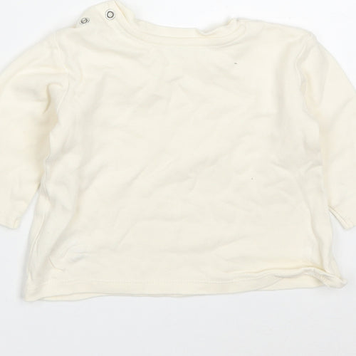 George Baby Beige  Cotton Basic T-Shirt Size 3-6 Months Round Neck Pullover - Fun Days