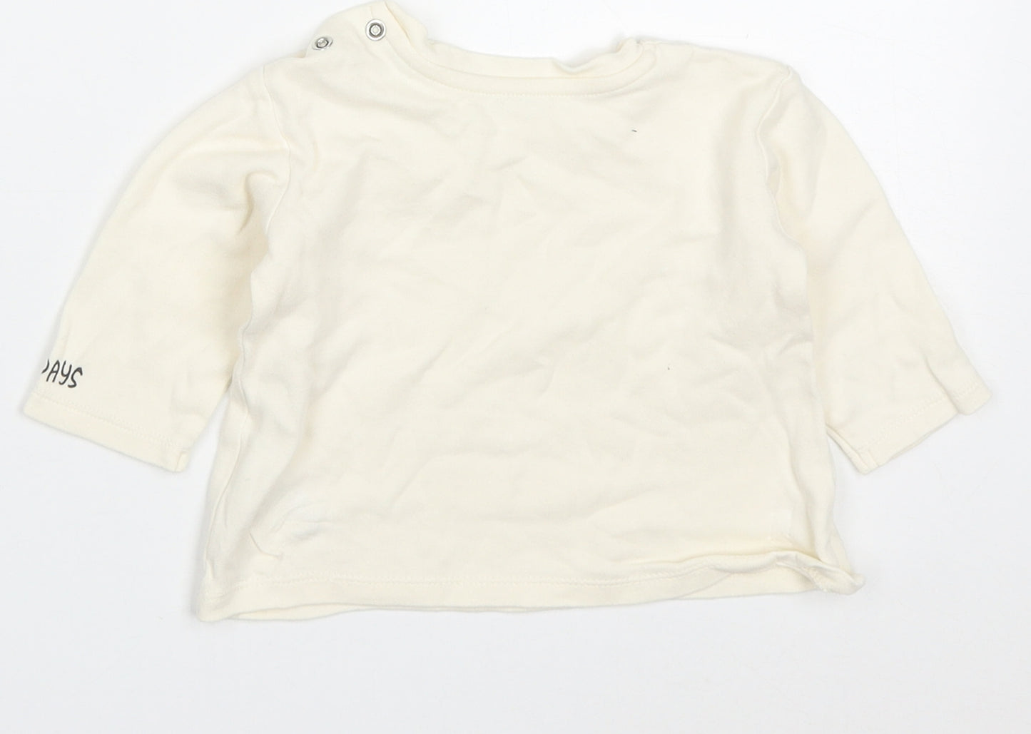 George Baby Beige  Cotton Basic T-Shirt Size 3-6 Months Round Neck Pullover - Fun Days