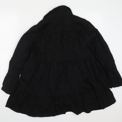 New Look Womens Black  Cotton Basic Button-Up Size 10 Collared