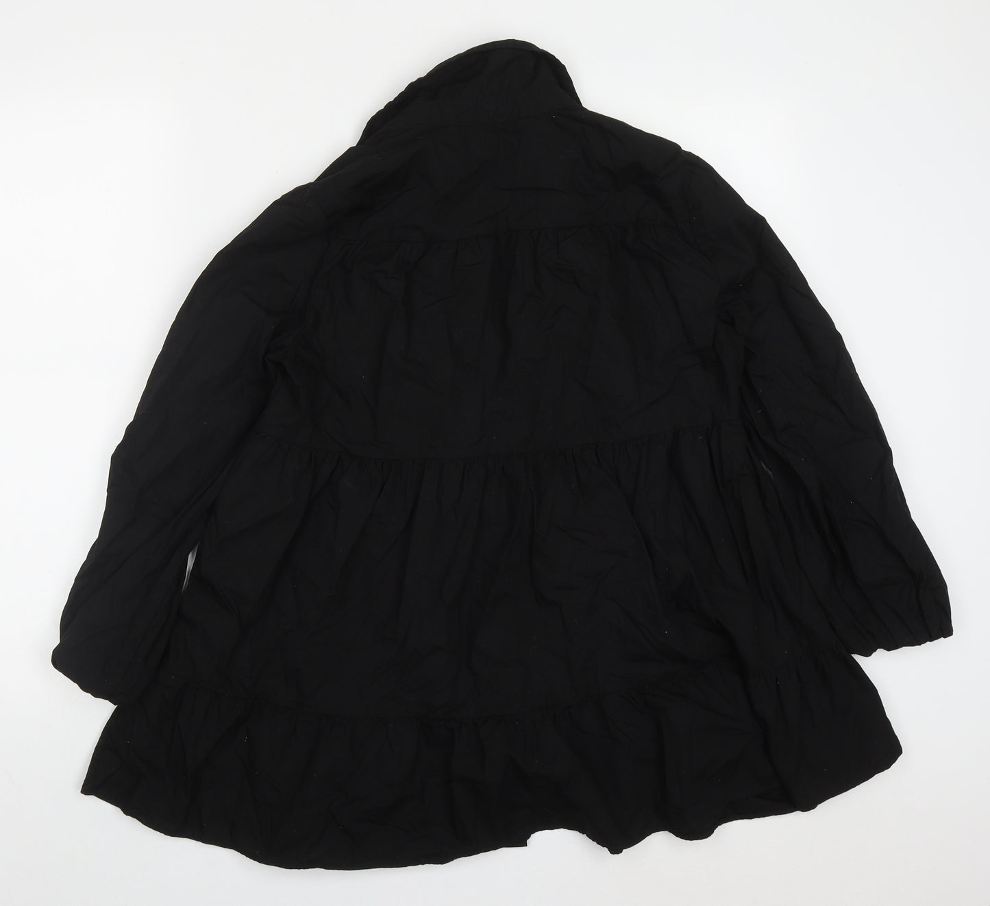New Look Womens Black  Cotton Basic Button-Up Size 10 Collared