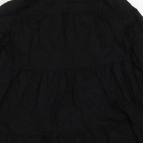 New Look Womens Black  Cotton Basic Button-Up Size 10 Collared