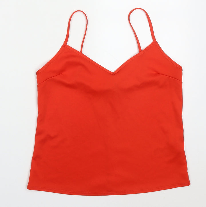 Miss Selfridge Womens Red  Polyester Basic Tank Size 10 V-Neck