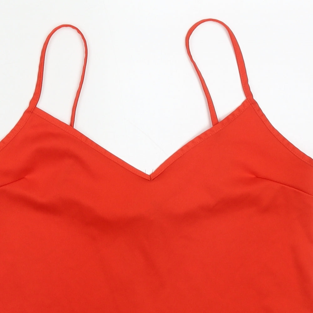Miss Selfridge Womens Red  Polyester Basic Tank Size 10 V-Neck