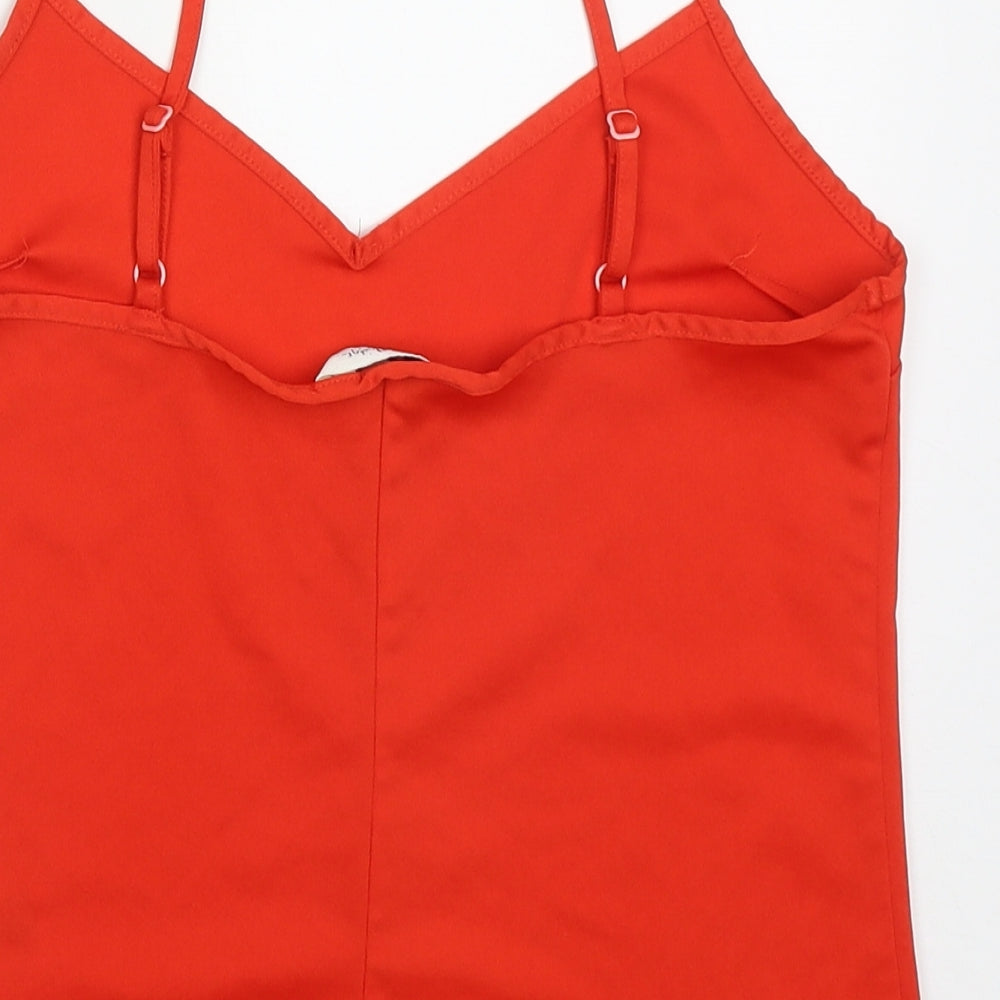 Miss Selfridge Womens Red  Polyester Basic Tank Size 10 V-Neck