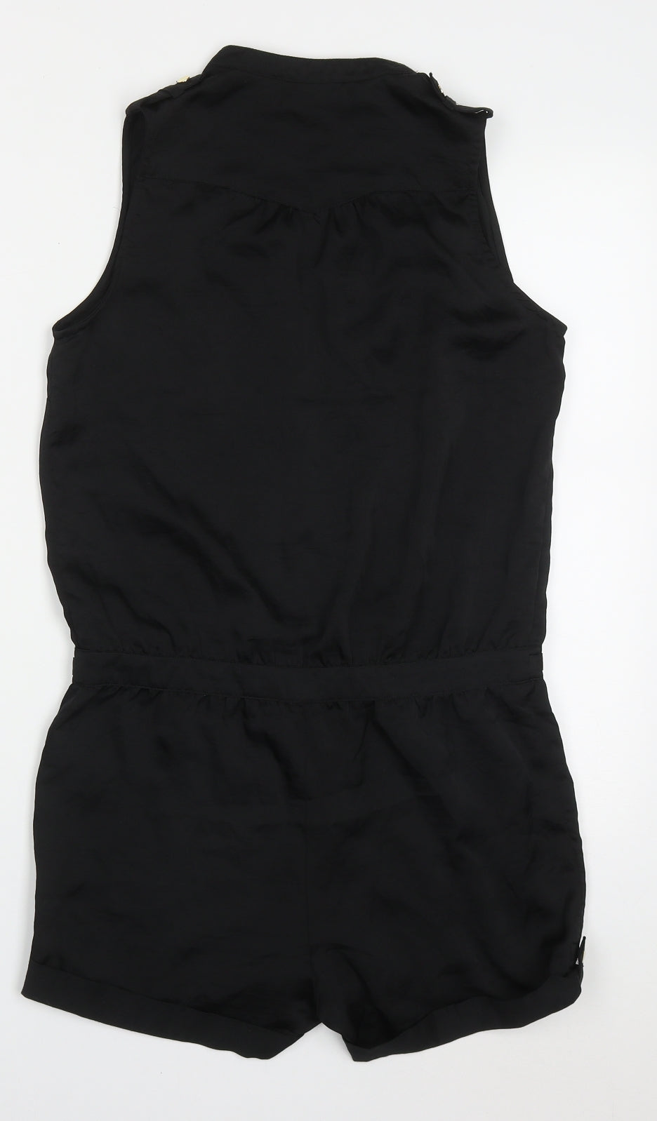 H&M Womens Black  Polyester Playsuit One-Piece Size 6  Button