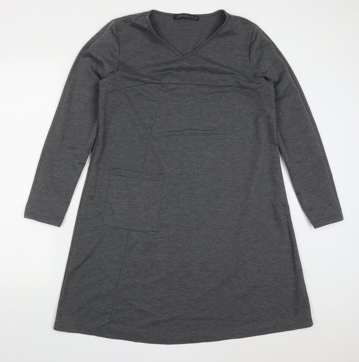 Zanzea Womens Grey  Polyester A-Line  Size M  V-Neck Pullover