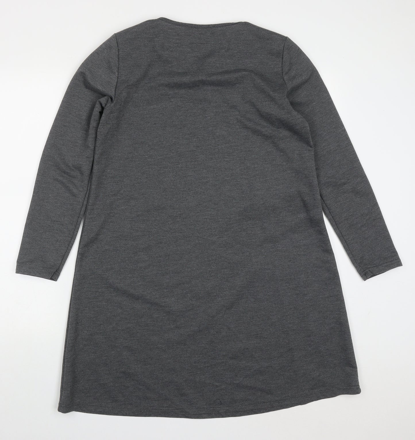 Zanzea Womens Grey  Polyester A-Line  Size M  V-Neck Pullover