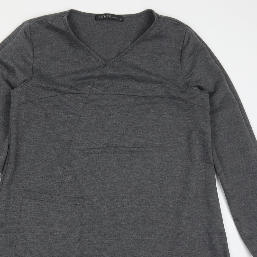 Zanzea Womens Grey  Polyester A-Line  Size M  V-Neck Pullover