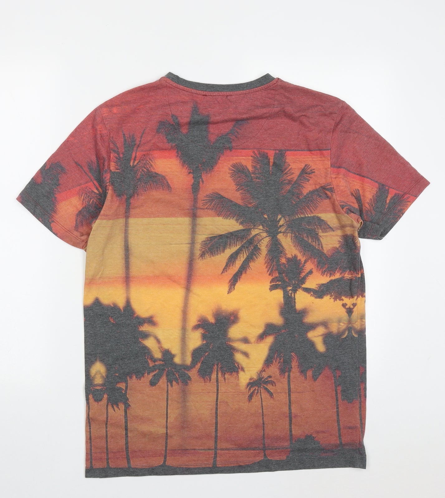 River Island Mens Multicoloured  Polyester  T-Shirt Size M Crew Neck  - Sunset