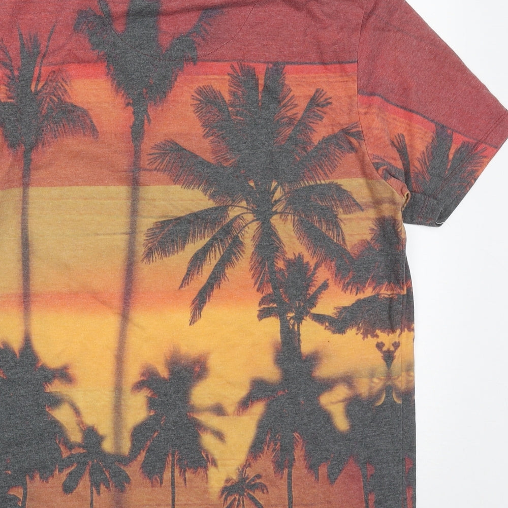 River Island Mens Multicoloured  Polyester  T-Shirt Size M Crew Neck  - Sunset