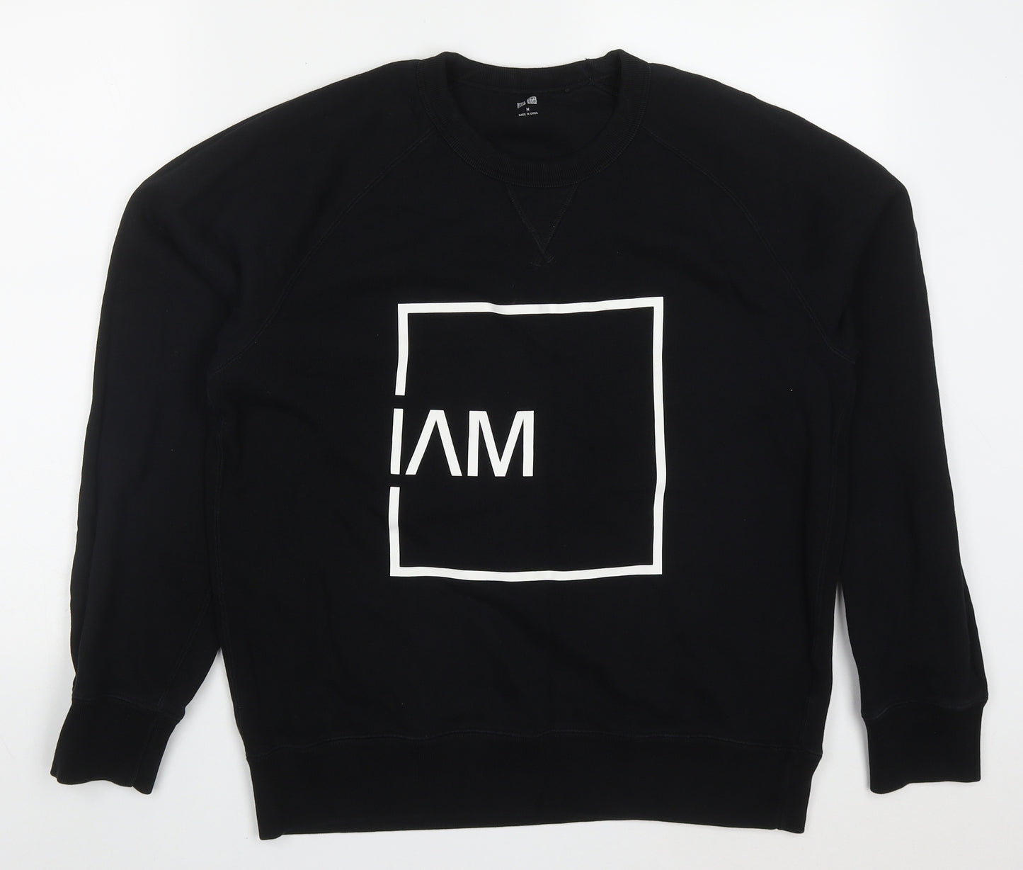 Uniqlo Mens Black  Cotton Pullover Sweatshirt Size M   - I Am That I Am