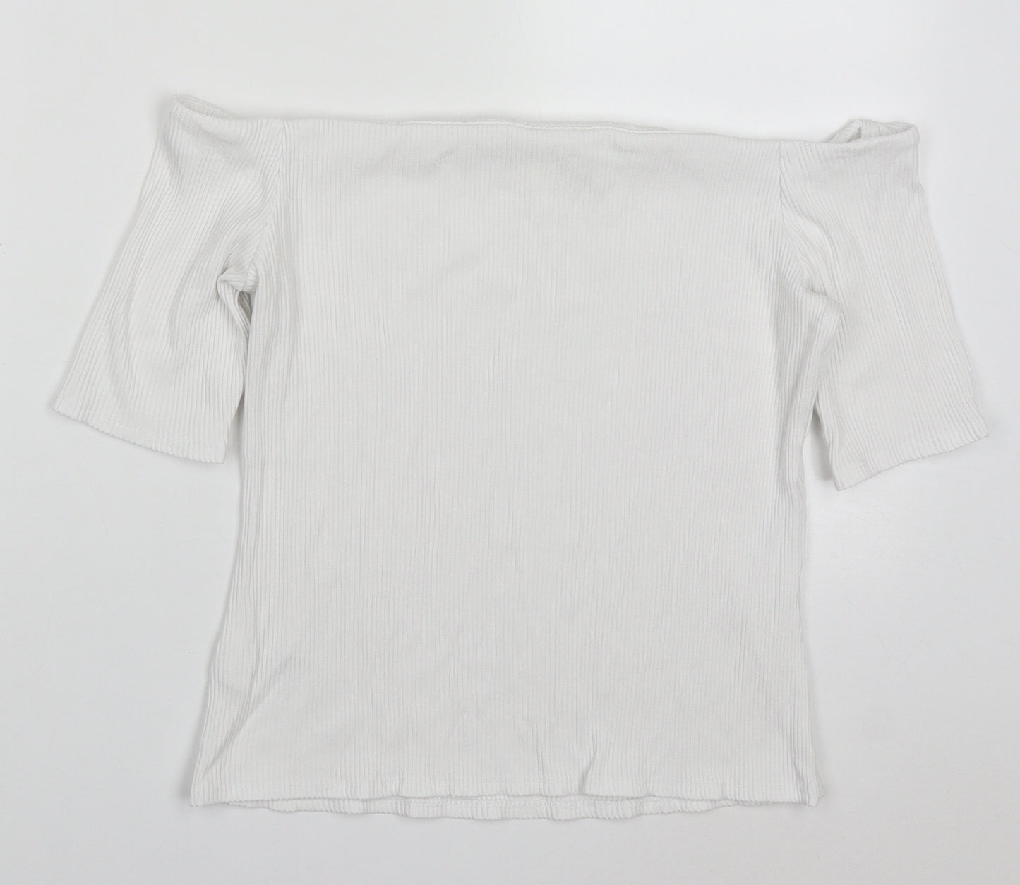 H&M Womens White  Viscose Basic T-Shirt Size L Off the Shoulder
