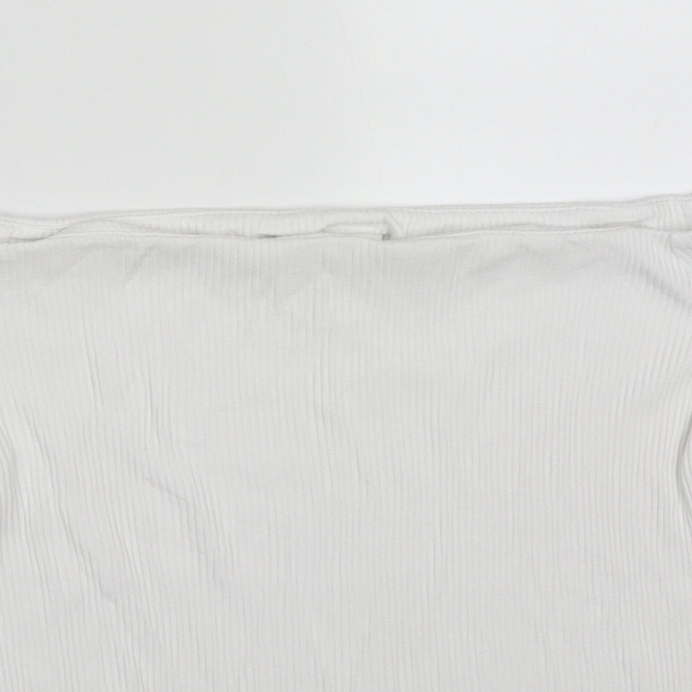 H&M Womens White  Viscose Basic T-Shirt Size L Off the Shoulder