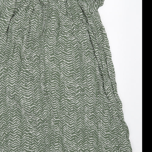 Primark Womens Green Geometric Viscose Basic Blouse Size 8 Off the Shoulder