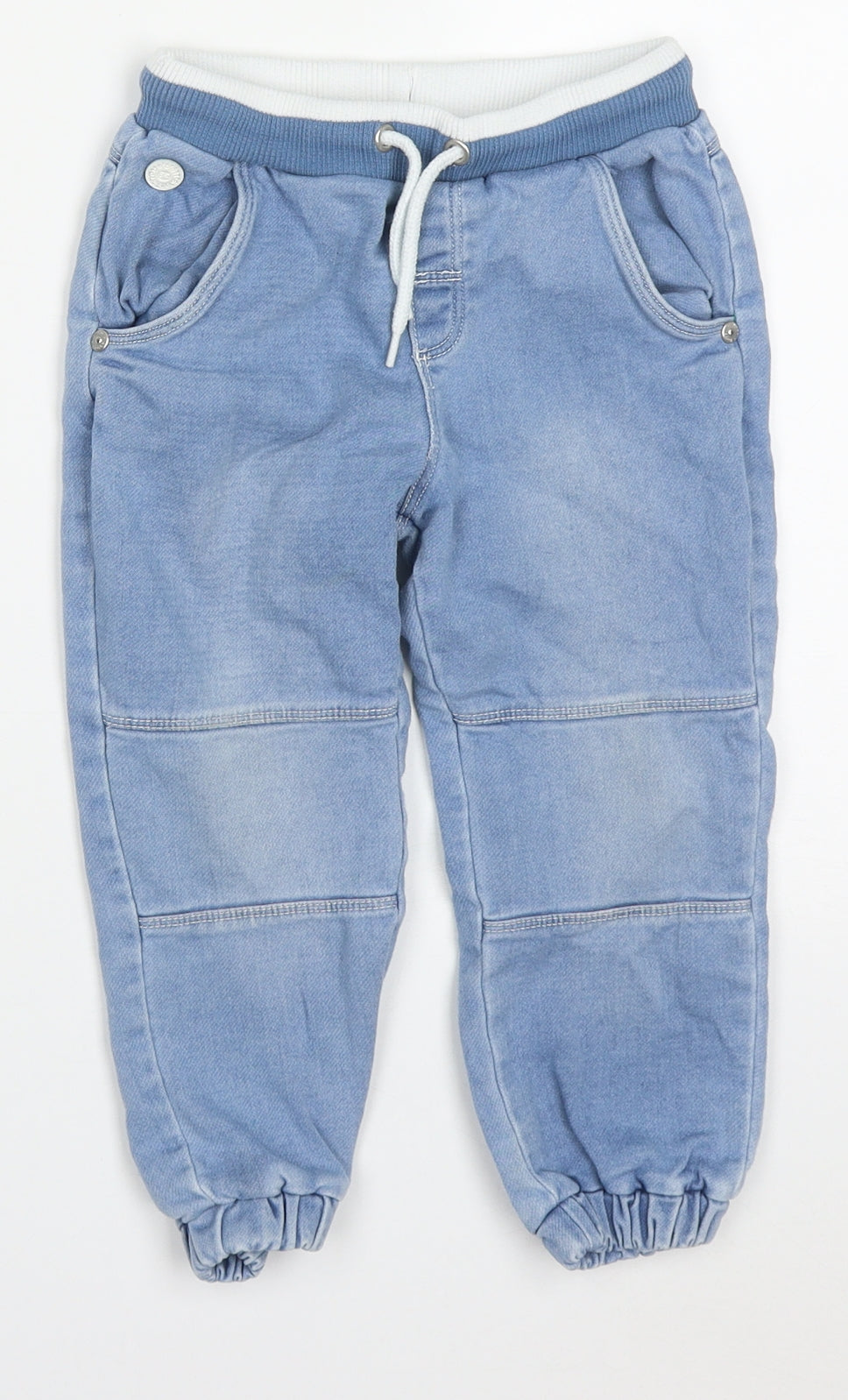 Boboli Boys Blue  Cotton Tapered Jeans Size 3 Years  Regular Drawstring