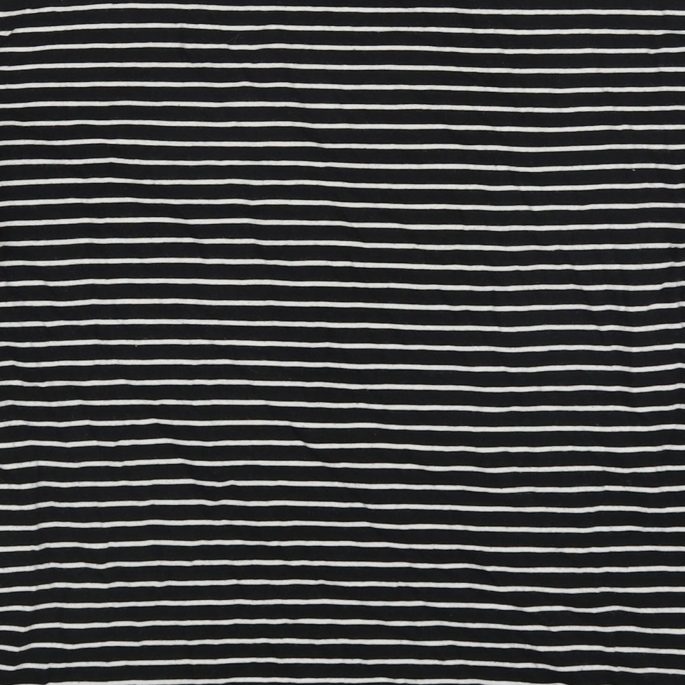 New Look Womens Black Striped Cotton Basic T-Shirt Size 8 Round Neck