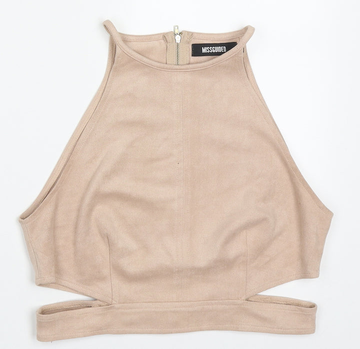 Missguided Womens Pink  Polyester Basic Tank Size 12 Round Neck
