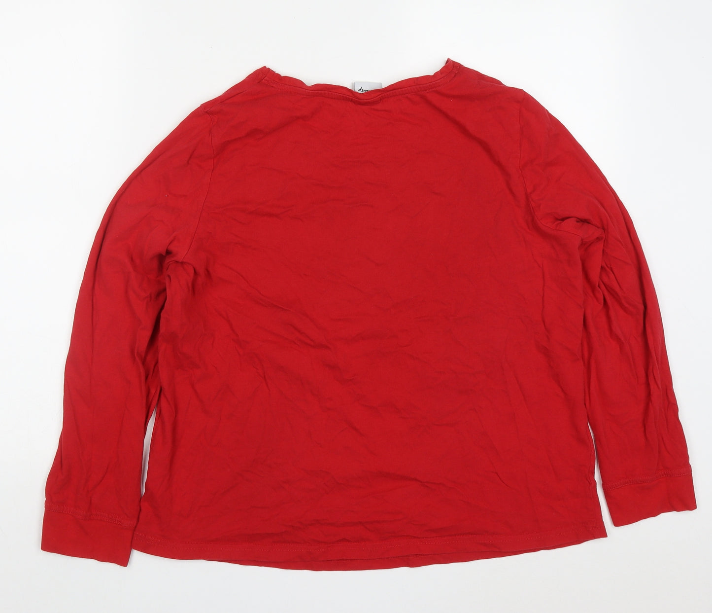 Tesco Womens Red Solid Cotton Top Pyjama Top Size 16   - Christmas Cracker Minnie Mouse