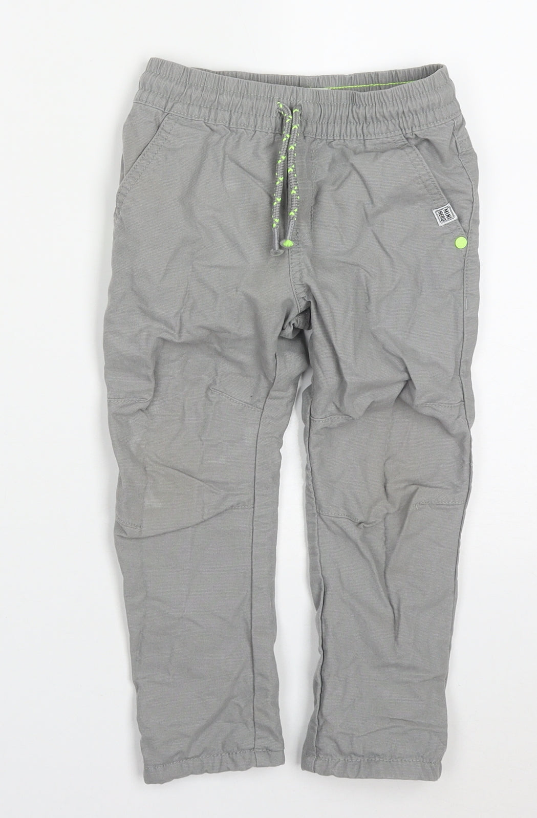F&F Boys Grey  Cotton Cargo Trousers Size 2-3 Years  Regular Drawstring