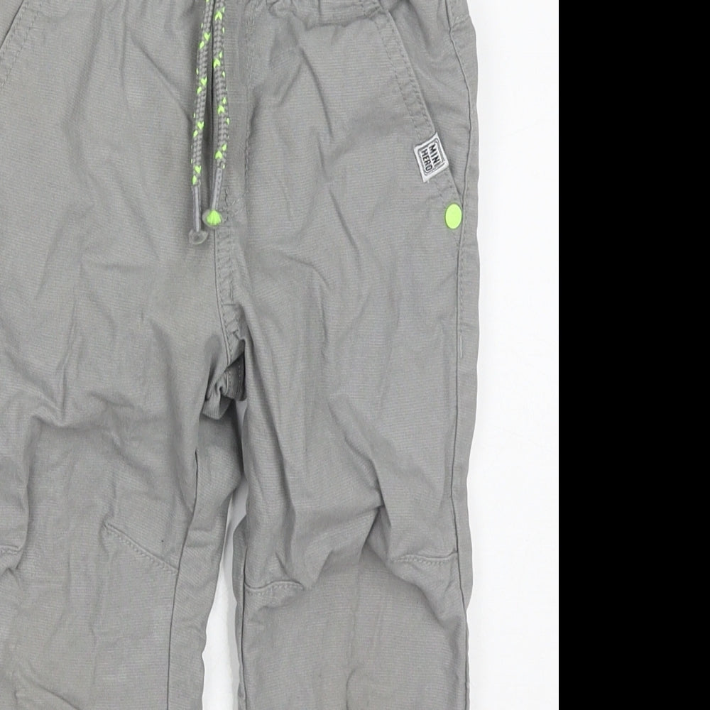 F&F Boys Grey  Cotton Cargo Trousers Size 2-3 Years  Regular Drawstring