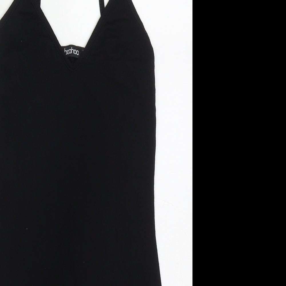 Boohoo Womens Black  Viscose Mini  Size 8  V-Neck Pullover