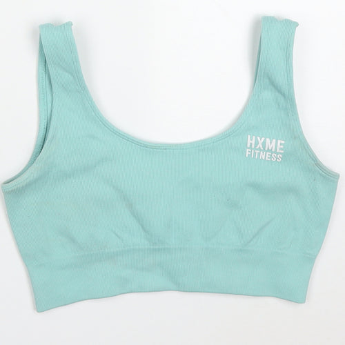 HXME Womens Blue  Nylon Cropped Tank Size M Round Neck Pullover - Sports Bra