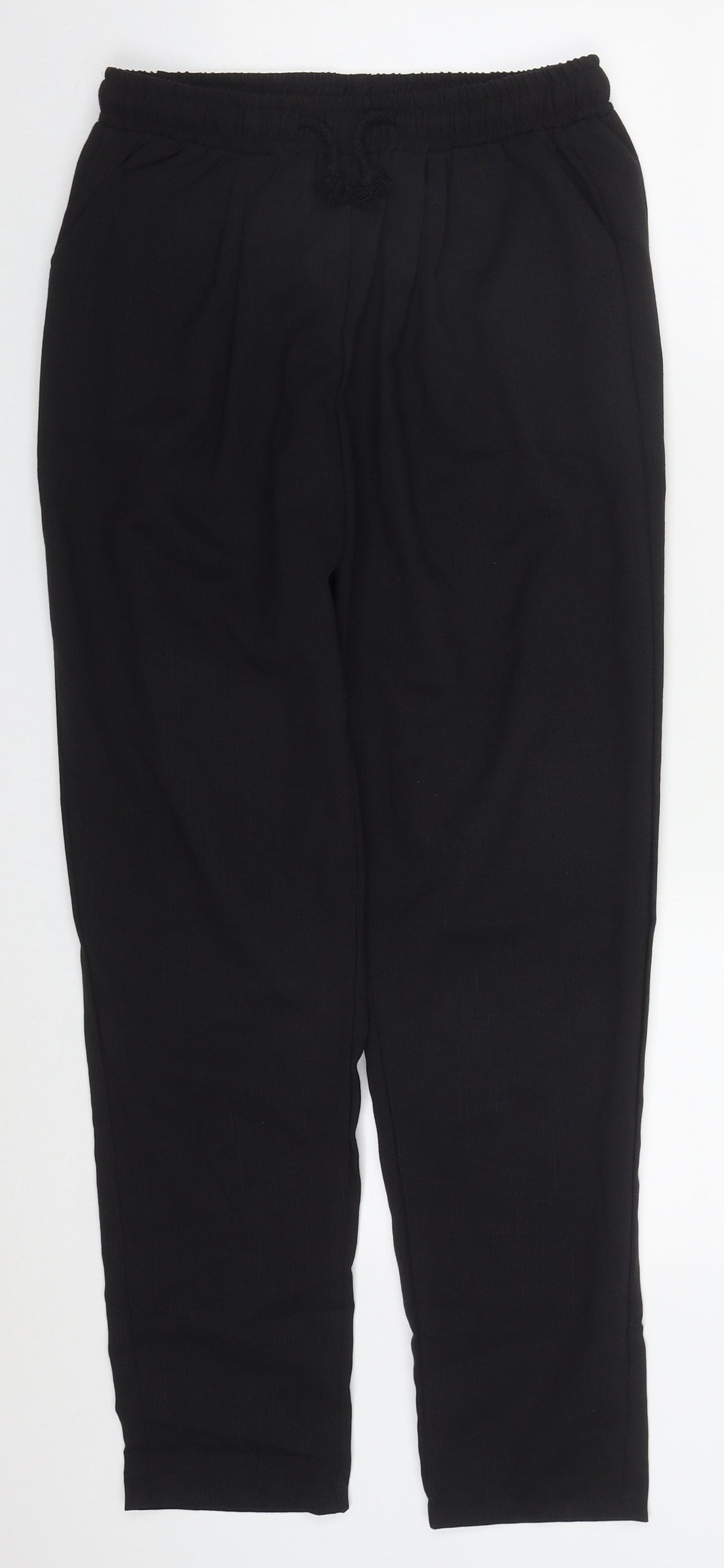 PRETTYLITTLETHING Womens Black  Polyester Trousers  Size 10 L26 in Regular Drawstring