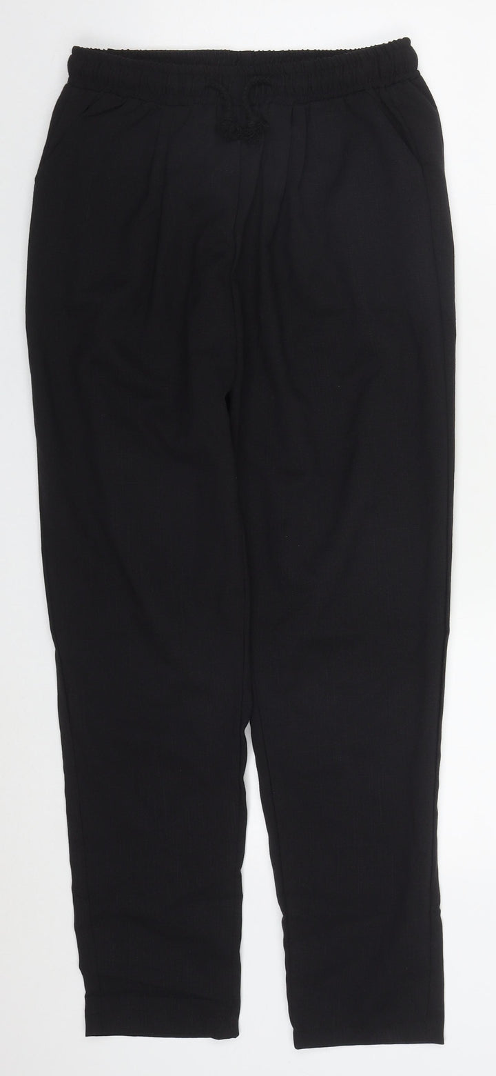 PRETTYLITTLETHING Womens Black  Polyester Trousers  Size 10 L26 in Regular Drawstring