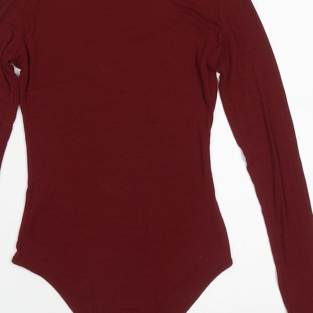 Primark Womens Red  Viscose Bodysuit One-Piece Size 10  Button