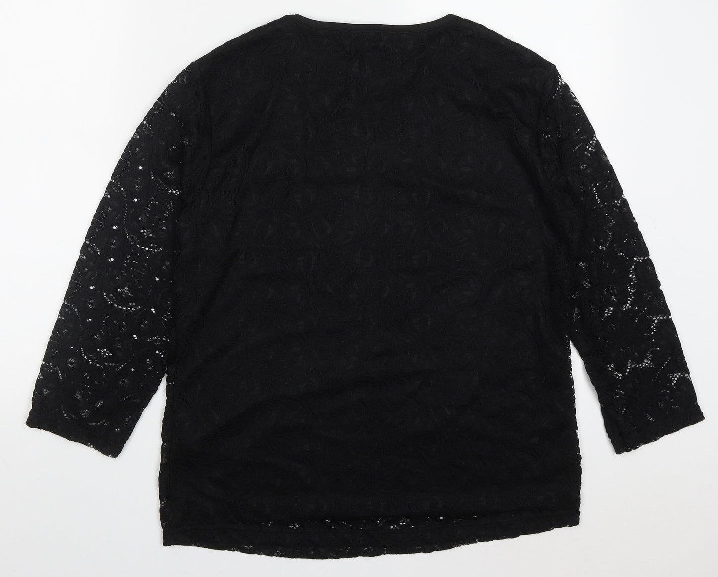 Paramour Womens Black  Nylon Basic T-Shirt Size L Round Neck