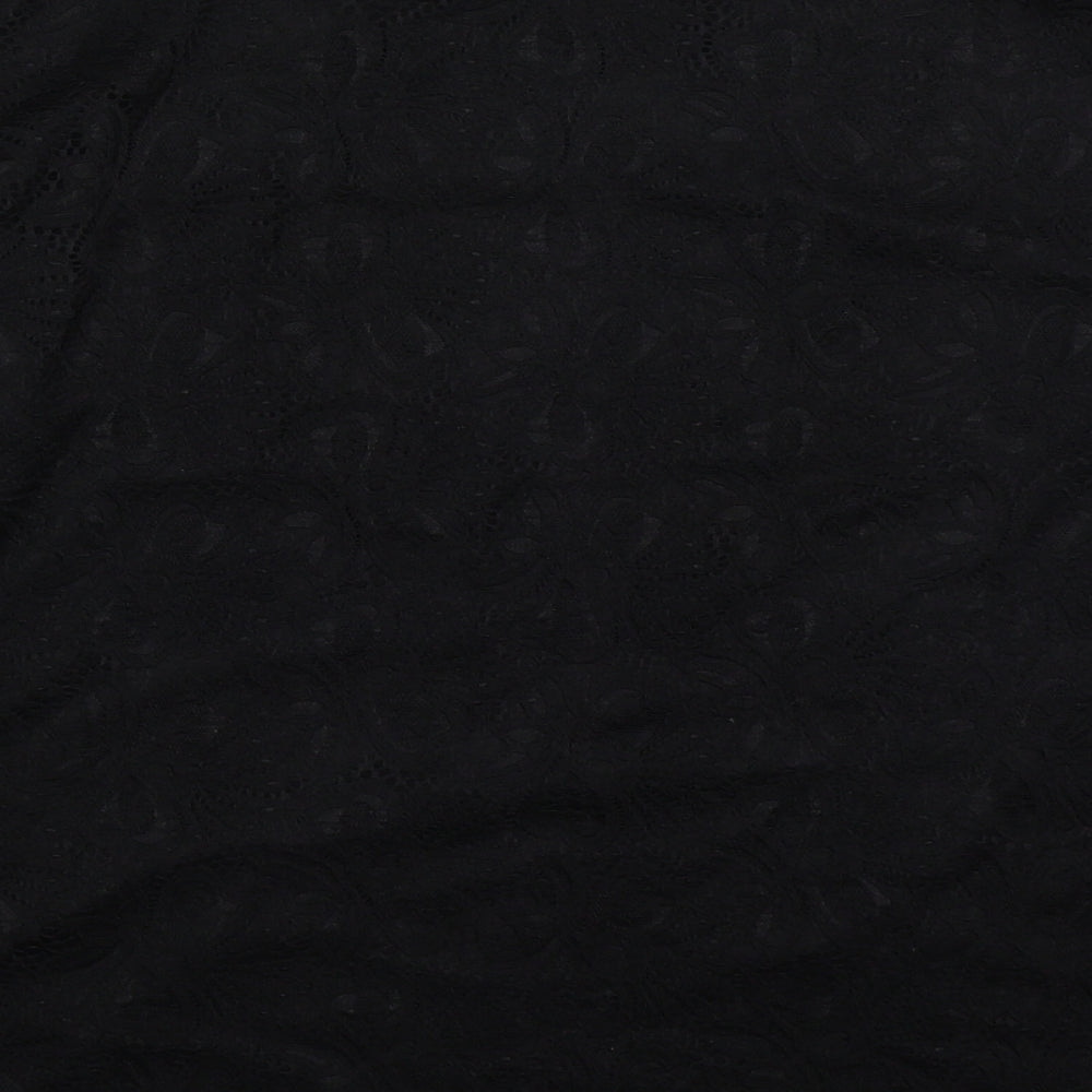 Paramour Womens Black  Nylon Basic T-Shirt Size L Round Neck