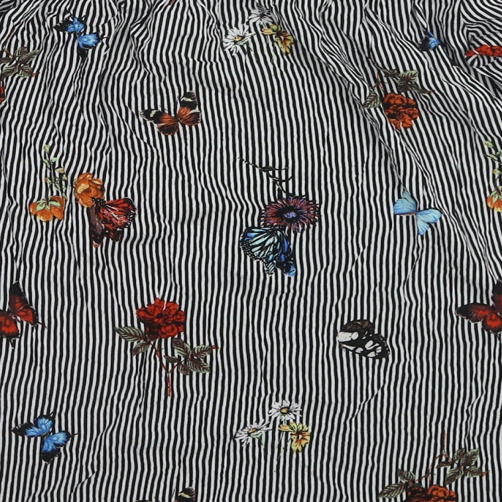 Dorothy Perkins Womens Multicoloured Striped Viscose Basic Blouse Size 10 Off the Shoulder - Butterflies