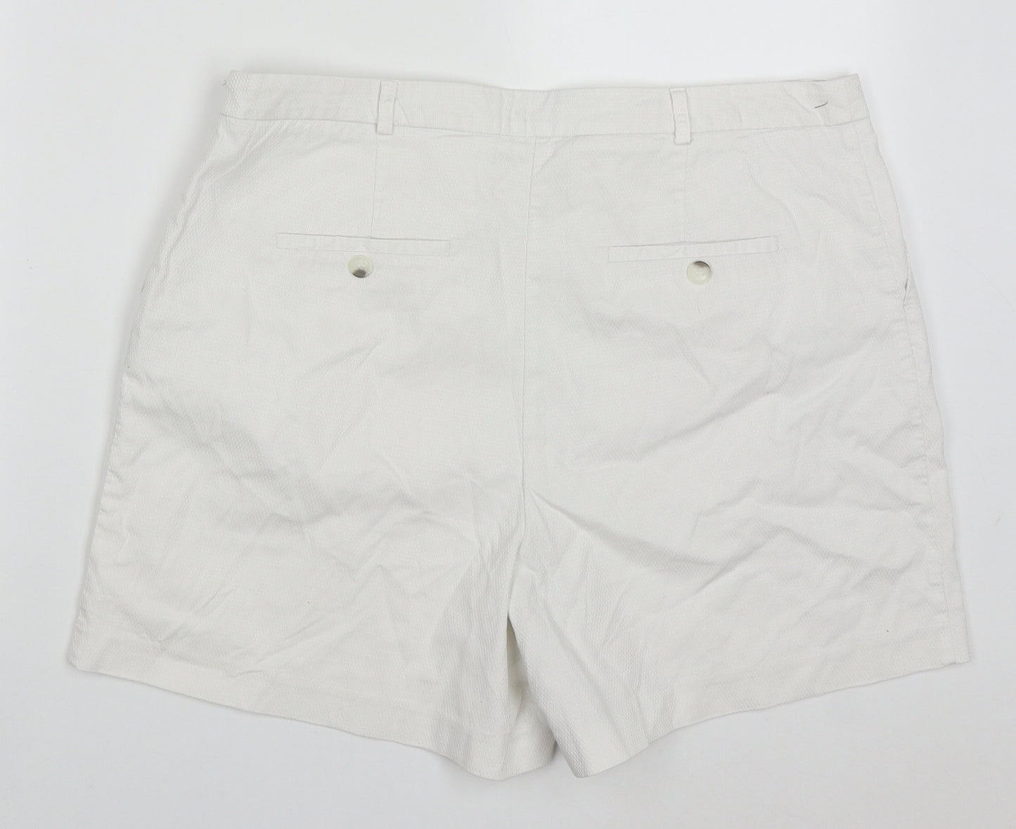 NEXT Womens White  Cotton Mom Shorts Size 16 L5 in Regular Zip